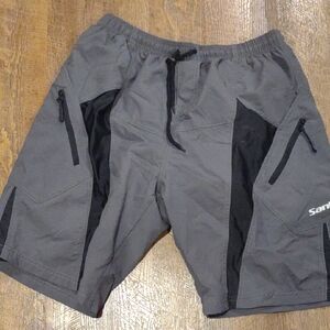 Santic Men's XL Charcoal/Black 2 Pocket Padded Bike Shorts